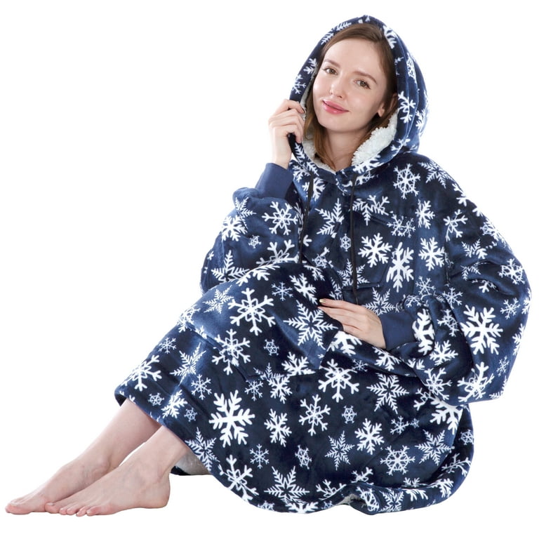 WOFALA Blanket Hoodie Warm Wearable Blanket Soft Velour Blanket Sweatshirt  Oversized Fits All for Teenager Adult Blue : : Home & Kitchen