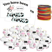 60 Pcs You Have Been Mooed Card Kits Includes 20 Moo Moo Card 20 Mini Resin Cows 20 Elastic Rubber Bands for Cruising Carnival Party SUV Car Game Rewards