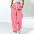 thumbnail image 2 of miqiqism Clearance Womens Heart Joggy Sweatpant Fashion High Waisted Pants Casual Drawstring Athletic Sport Cinch Bottom Lightweight Trousers for Valentines,03_Pink,Small, 2 of 4