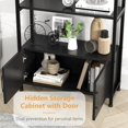 thumbnail image 4 of Huloretions 4 Tier Bookcase with Door, 71.5" Tall Arched Display Racks, Metal Frame Freestanding Bookshelves for Bedroom Living Room Home Office, 4 of 6