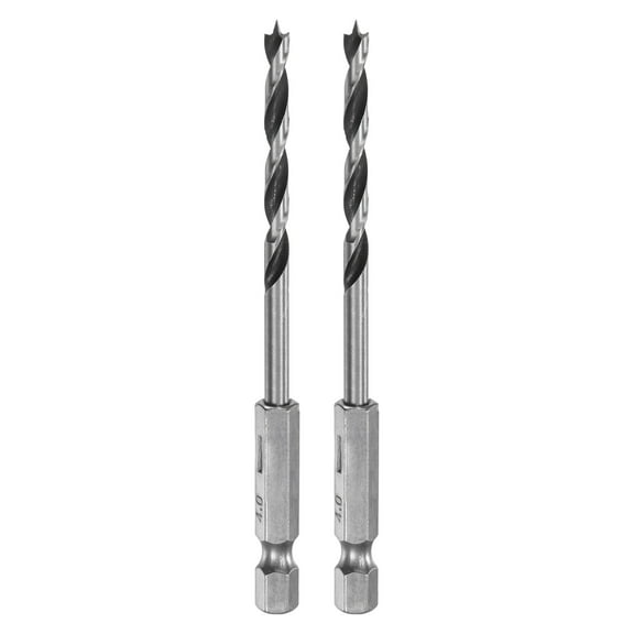 Uxcell 2pcs Brad Point Drill Bit 4mm (5/32") Dia 1/4" Hex Shank Wood Drill Bits Bearing Steel Drilling Tool