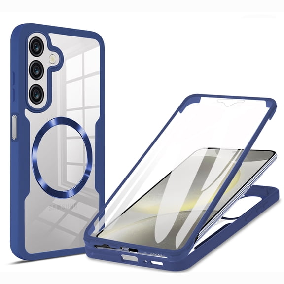 for Samsung Galaxy S26  Case Clear, Magnetic Case with Screen Protector, Compatible with MagSafe, Not Yellowing Shockproof Full Body Protection Slim Phone Case for Samsung Galaxy S26 , Blue
