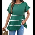 thumbnail image 1 of Blusa Informal de Verano de Corta con Volantes y Borlas Escalonadas para Mujer, Color Verde L, 1 of 9