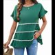 thumbnail image 1 of Blusa Informal de Verano de Corta con Volantes y Borlas Escalonadas para Mujer, Color Verde L, 1 of 9