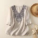 thumbnail image 2 of 3/4 Manga Casual Tops para las Mujeres en V-Cuello Bordado Blusa Suelta Verano Suave, Mujeres 3/4 Manga Tops, 2 of 6