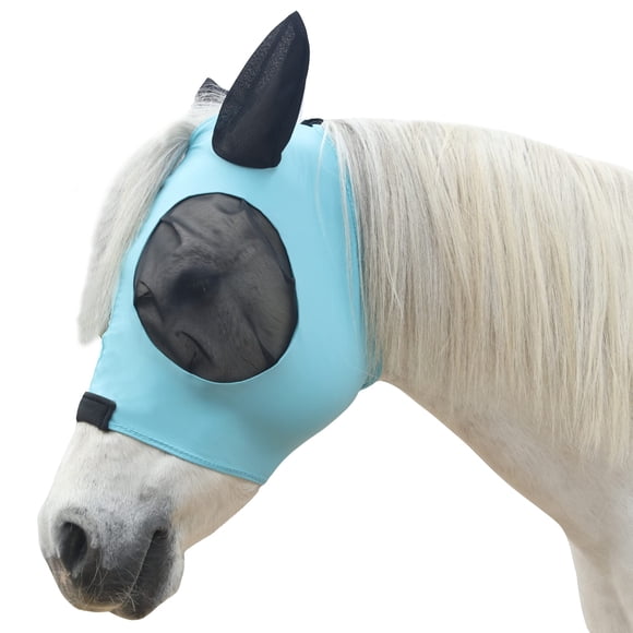LEAFOREST Horse Mesh Fly Mask with Ears, Soft Lycra Mesh Mask Anti-UV with Ears Pacific Blue, Pony