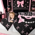 thumbnail image 3 of meiyoeat Pink Coquette Bowtie Full Size Comforter Sets For Girls,Kids Personalized Letter S Print Bedding Comforter Set,Pink Reversible,3pcs, 3 of 7