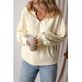 thumbnail image 4 of Ushdele Chic Beige Fleece Hoodie - Half Zip, Kangaroo Pockets, Versatile Fit!, 4 of 8