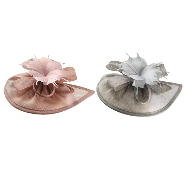 2 sombreros fascinadores de malla Yuyangstore para mujeres y niñas de flores estilo Vintage rosa gris