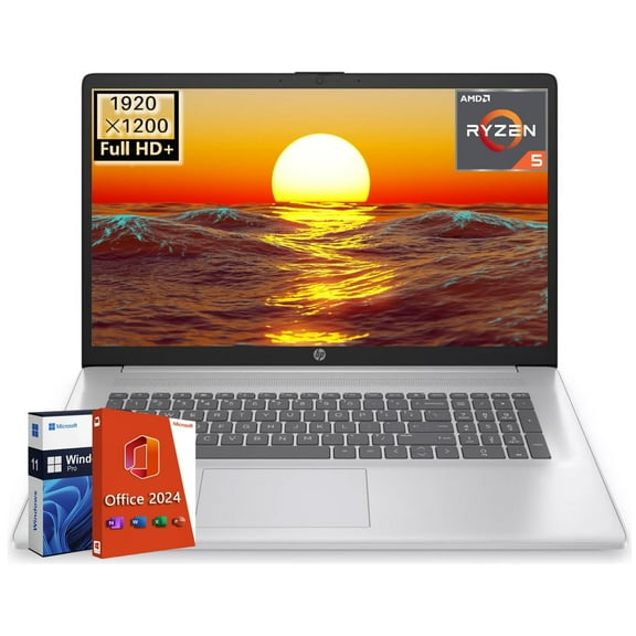 HP 17.3 Laptop, AMD Ryzen 5 7430U(Beats i7), Microsoft Office 2024 Lifetime, 32 GB RAM, 1 TB SSD, 17.3 inch FHD Anti-Glare, AMD Radeon Graphics, Long Battery Life, Fast Charge, Windows 11 Pro