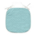 thumbnail image 1 of Pale Blue Dining Chair Pad, Classic Polka Dots Vintage Design Cottage Country Art Print, Water Resistant Pillow with Straps for Kitchen Seats, 8 Pieces Set, Pale Blue White, by Ambesonne, 1 of 5
