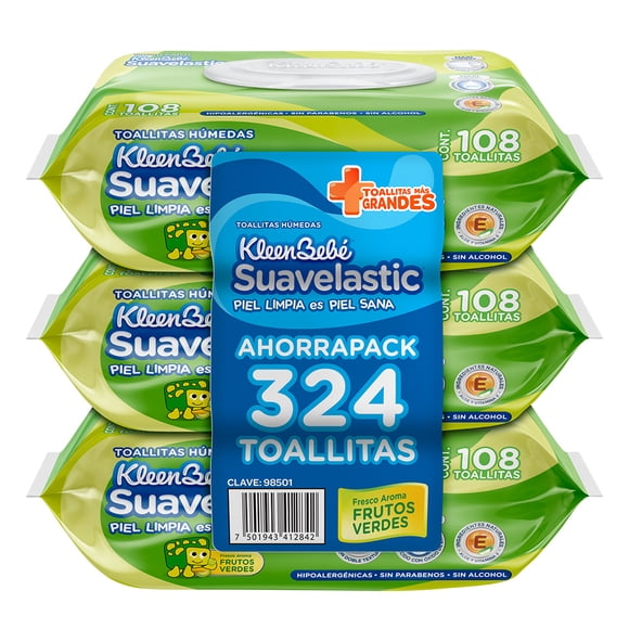 Toallitas húmedas para bebé KleenBebé Suavelastic frutos verdes 300 piezas