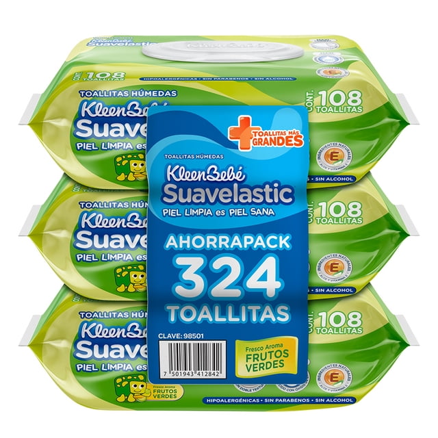 Toallitas húmedas para bebé KleenBebé Suavelastic frutos verdes 300 piezas