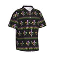 thumbnail image 2 of Easygdp Mardi Gras Fleur de Lis Men's Hawaiian Shirts Print Lapel Short Sleeve for Beach, vacation, party, casual occasions - X-Large, 2 of 9