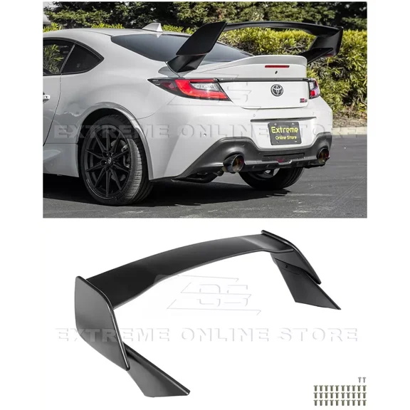 Replacement For 2022-Present Subaru BRZ | Toyota GR86 Models STi Style ABS Plastic Rear Trunk Spoiler High Wing (Matte Black)