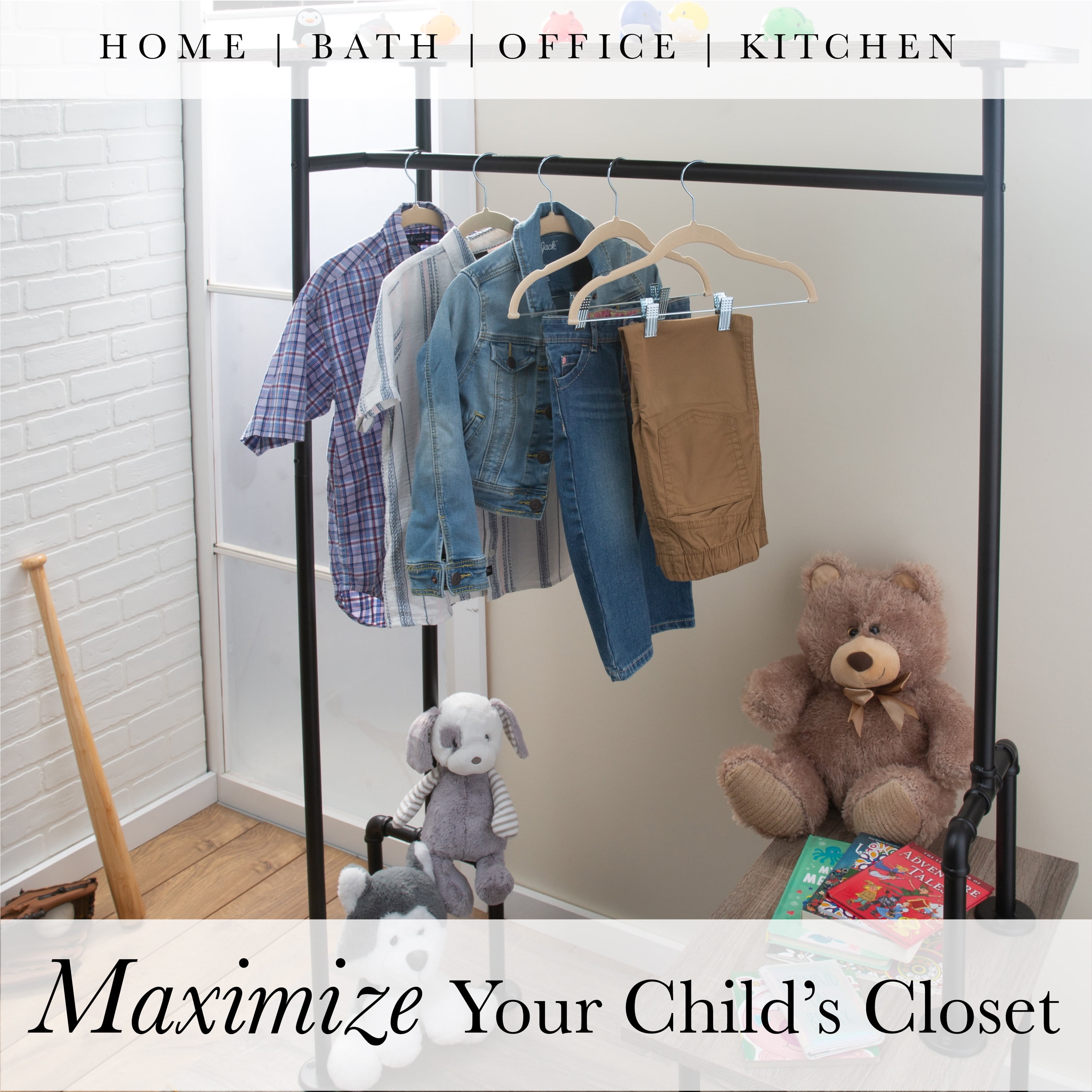 Simplify 60 Pack Children's Velvet Hangers in Ivory