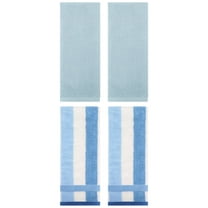 Unique Bargains 4 Pcs Striped Hand Towel Set Blue 13" x 29"/14" x 30"