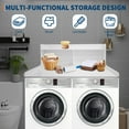 thumbnail image 7 of Gaderth 2-Tier Washer Dryer Countertop Shelf, 54x27.5in Waterproof Wood Laundry Rack – Raised Edge Rails & Non-Slip Pads, Large Storage Organizer, 7 of 7