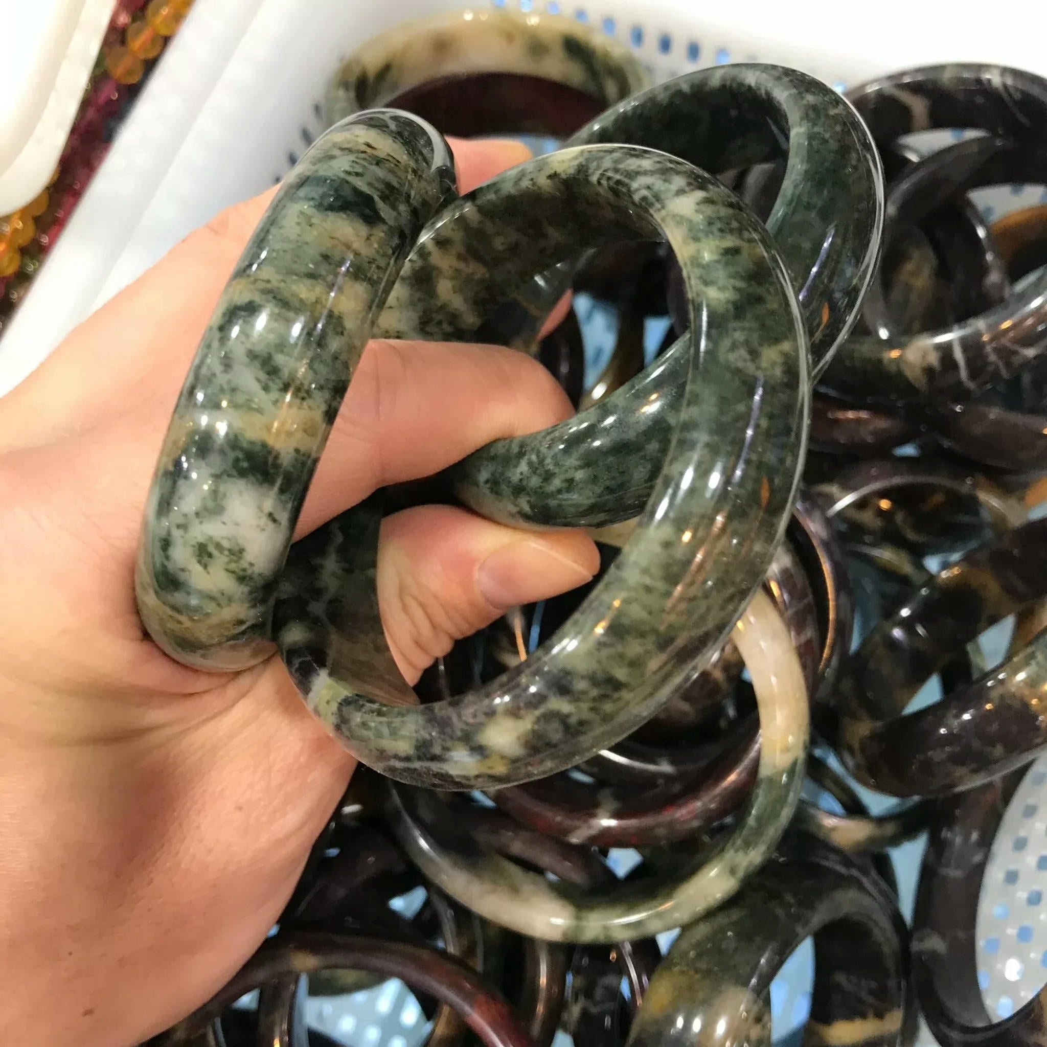 HOOUN 62 mm Grade A Natural Jade Bangle for Women Girls Jadeite Jewelry Bracelets