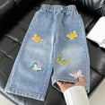 thumbnail image 6 of Staki Tween Girls Trendy Clothes Girl's Applique Elastic High Waist Jeans Wide Leg Loose Denim Pants 1-10Y(Blue,7-8 Years), 6 of 8