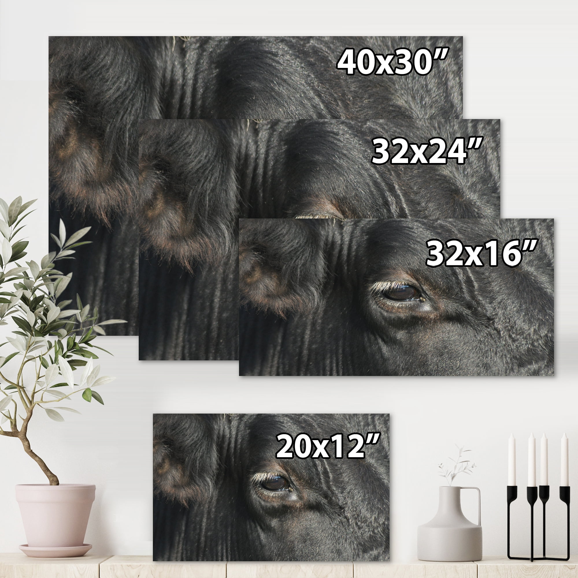 Designart ' Close-Up Of Cow Eye ' Farmhouse Canvas Wall Art Print