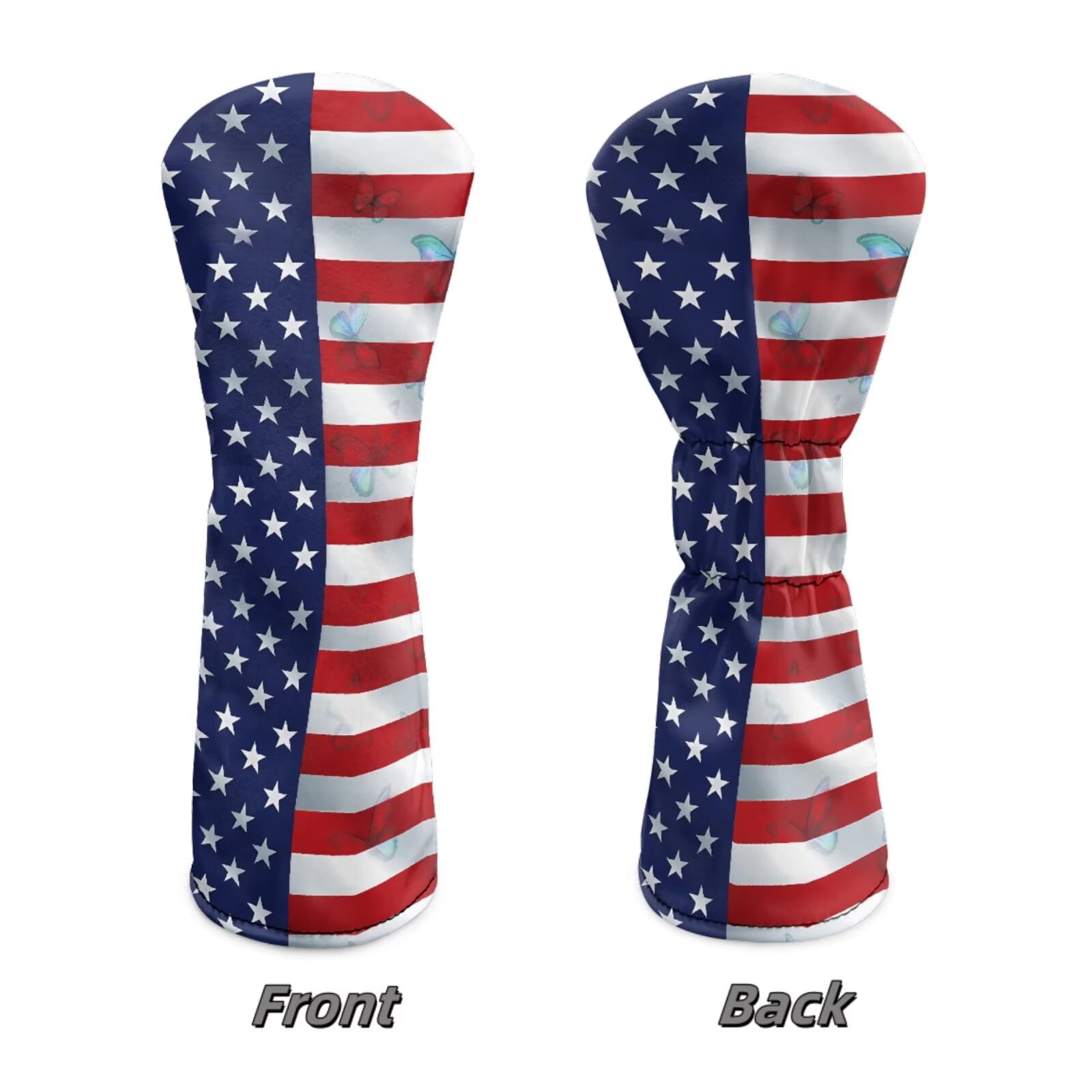Uorisanigo Golf Club Head Covers for Woods and Drivers - Premium PU Leather American Flag Print Golf Headcovers - 3 Piece Set for Men and Women, Waterproof & Durable