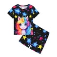 thumbnail image 2 of ATAIKU 3D HD Printed 3-12Y Little Girls Unicorn 2-Piece Pajamas Set Kids Girl Short Sleeve Tee and Shorts Sleepwear Toddler Pjs Jammies, 2 of 12