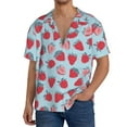 thumbnail image 3 of Vsdgher Strawberries Print Men's Wrinkle Free Untucked Cuban Shirt Business Casual Button Down Shirts Short Sleeve Shirt, 3 of 7