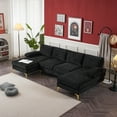 thumbnail image 4 of Zimtown Convertible Sectional Sofa,U Shaped Couch with Double Reversible Chaise, Chenille Fabric Fabric Sectional Couch with Metal Feet Black, 4 of 11