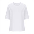 thumbnail image 6 of Daiosportswear Women V Neck T-Shirt Casual Short Sleeve Plain Tee Shirts Blouses White 8(L), 6 of 6