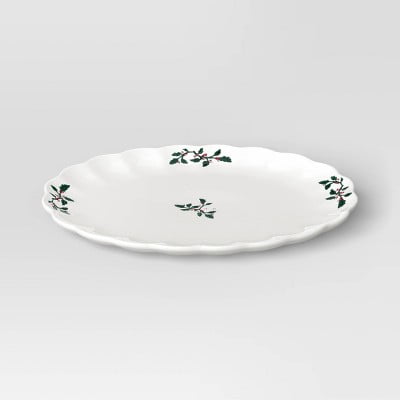Medium Scallop Holly Berry Serving Platter
