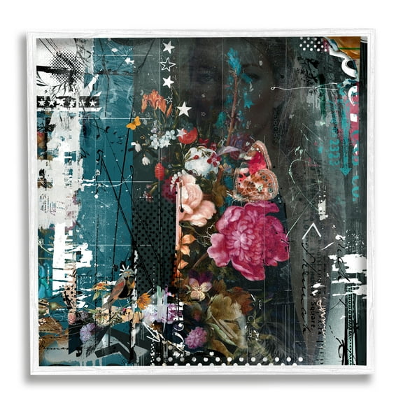 Stupell Industries Vintage Street Style Layered Collage Urban Floral Detail Framed Wall Art, 17 x 17, Design by Teis Albers