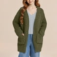 thumbnail image 6 of AHTJRT Cardigan Sweaters for Girls Boys Long Lenghth Long Sleeve Polar Fleece Outerwer with Pockets Warm Winter Fall Windproof Pullover Green 5-6 Years, 6 of 8