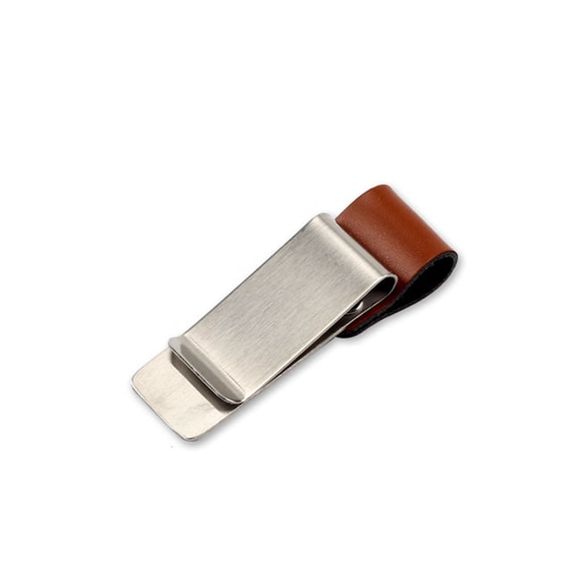 Sidaley Bolígrafo de Metal de cuero, portalápices portátil Vintage, Clip para bolígrafos, Clips para billetes, suministros decorativos para la Carpetas de archivos Tipo 7 Plata Marrón
