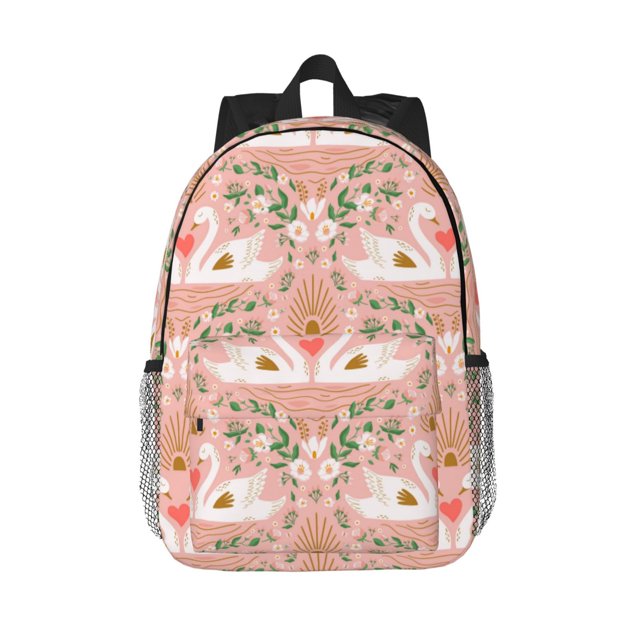 Easygdp Swan Couple Mochila Ligera de 15 Pulgadas para Estudiantes, Mochila Cómoda para la Escuela y Viajes, Correas Ajustables