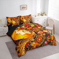thumbnail image 2 of spefrowx Vintage Girl Princess King Bedding for Women, Paisley Boho Folk Flower King Bed in a Bag, Black Reversible, 7pcs, 2 of 6