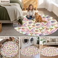 thumbnail image 6 of Easter Round Area Rugs Collection 6', Spring Colorful Rabbit Ears Eggs Flowers Carrots Non Slip Indoor Circular Throw Runner Rug Floor Mat Carpet for Living Room Dining Table Bedroom Nursery, 6 of 9