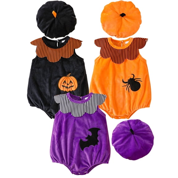 WIBACKER 1-Set Newborn Baby Boys Girls Halloween Bat Hooded Costume Infant Sleeveless Romper & Hat Costumes Set Photo Shoot Costumes