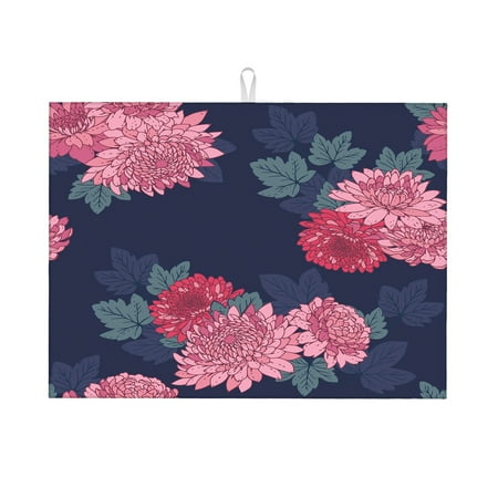 

Dish Drying Mat Bouquet Flowers And Leaves Retro Microfiber Absorbent Drying Mats Reversible Kitchen Countertop Protector Dishes Drainer Rack Pad 18x24 Inch