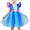 Blue, variant on Sunny Fashion Girls Dress Blue Alien Galaxy Flutter Sleeve Sparkle Tulle Tiered Princess Costume 5 Years