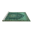 thumbnail image 2 of Ahgly Company Machine Washable Indoor Round Medallion Turquoise Blue Traditional Area Rugs, 3' Round, 2 of 4