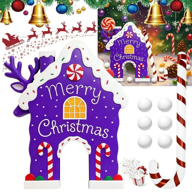 Minigolf De Pap Noel Para Fiesta Navidea, Juego De Golf De Jengibre Con Bastones De Caramelo Y 6 Pelotas, Regalo Porttil Para Puerta Principal, Plstico, 61 X 40 X 15 Cm, Decoracin De, UKHBMC