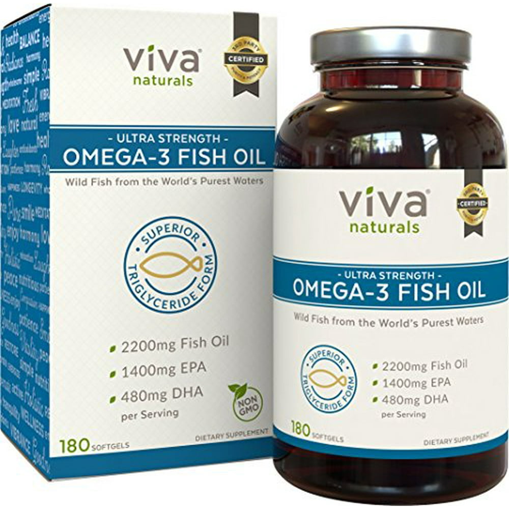 Viva Naturals Omega 3 Fish Oil Supplement, 180 Capsules Highly