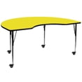 thumbnail image 1 of Mobile 48''W x 96''L Kidney Yellow HP Laminate Activity Table - Standard Height Adjustable Legs, 1 of 3