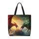thumbnail image 1 of Disketp Castle Red Green Sky Dragon Bolsa Tote de Lona para Mujer, Bolso de Hombro y Cruzado con Cierre de Cremallera, 1 of 7