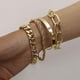 thumbnail image 1 of Juego de 4 pulseras de cadena de plata y oro bohemio delicadas para mujer, ajustables, con cuentas, cadena de cable plana gruesa, pulseras punk, joyería para mujeres y niñas, juego de regalo de 4 (dorado) oso de fresa  Electrónica, 1 of 4