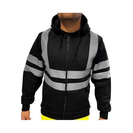 Men's Plus Size Striped Zipper Hooded Pockets Sports Winter Warm Outerwear (Best Hi Vis Cycling Jacket)
