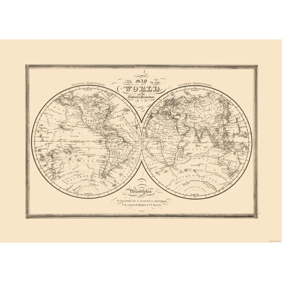 Historic Map - Globular Projection - Mitchell - Vintage Wall Art