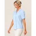 thumbnail image 3 of Blusa elegante Allegra K Manga Corta con Botones Azul XS, 3 of 6
