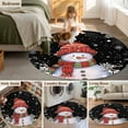 thumbnail image 6 of Red Snowman Christmas Round Area Rug 5 FT, Non Slip Bedroom Area Rug, Xmas Winter Snowflake Black Washable Soft Circular Carpet Non-Shedding Floor Mat for Kitchen Dining Room Foyer Balcony Dorm, 6 of 9